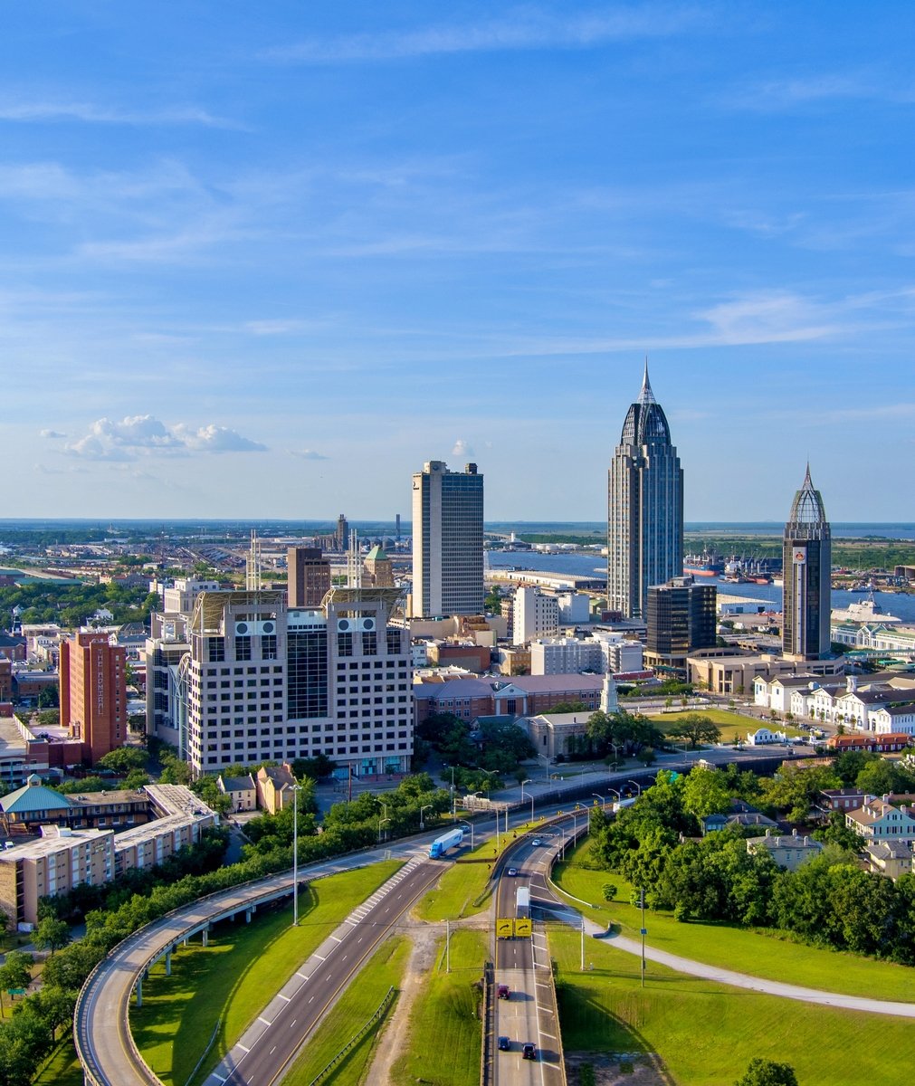 Downtown,Mobile,,Alabama,Waterfront,Skyline