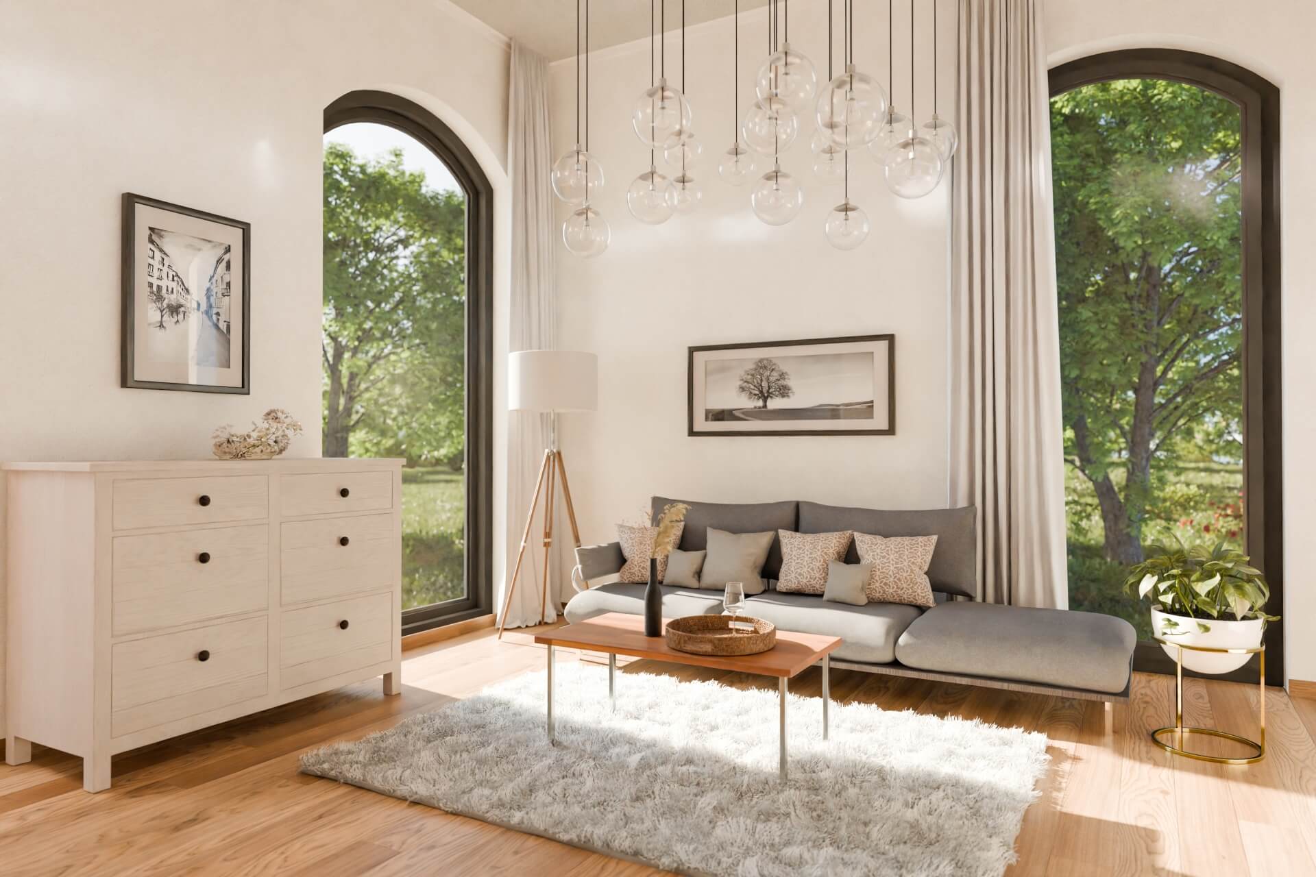 luxurious loft apartment with floor-to-ceiling windows