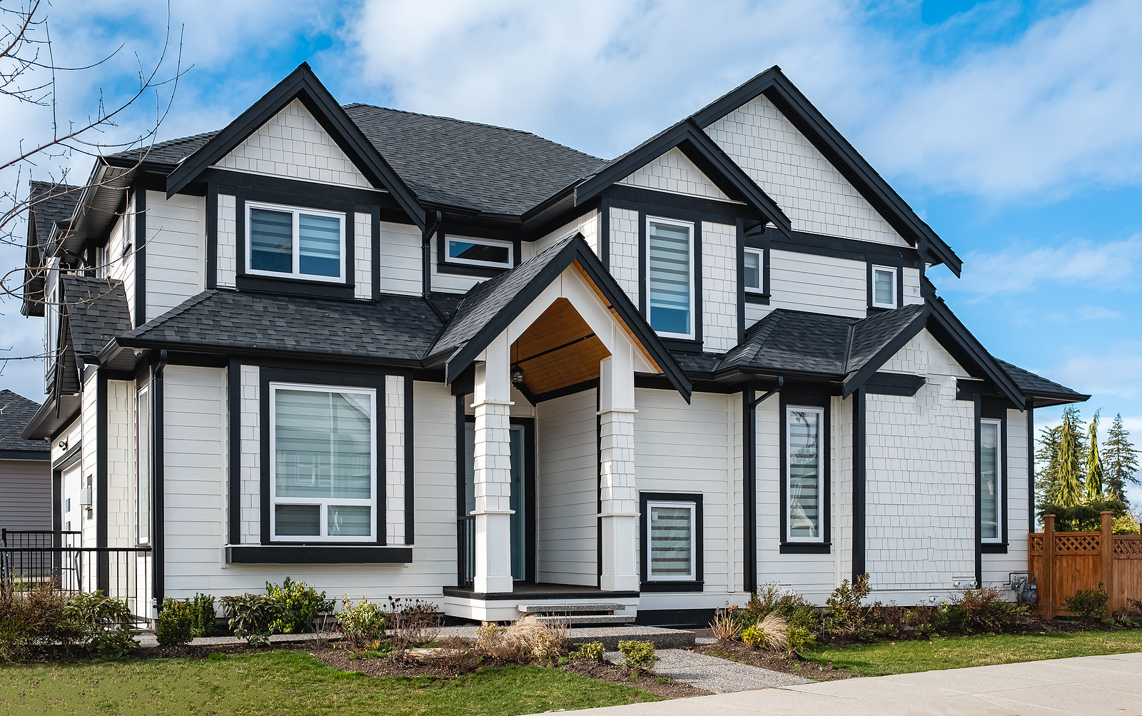 Real Estate Exterior Front House. Big Custom Made Luxury House W