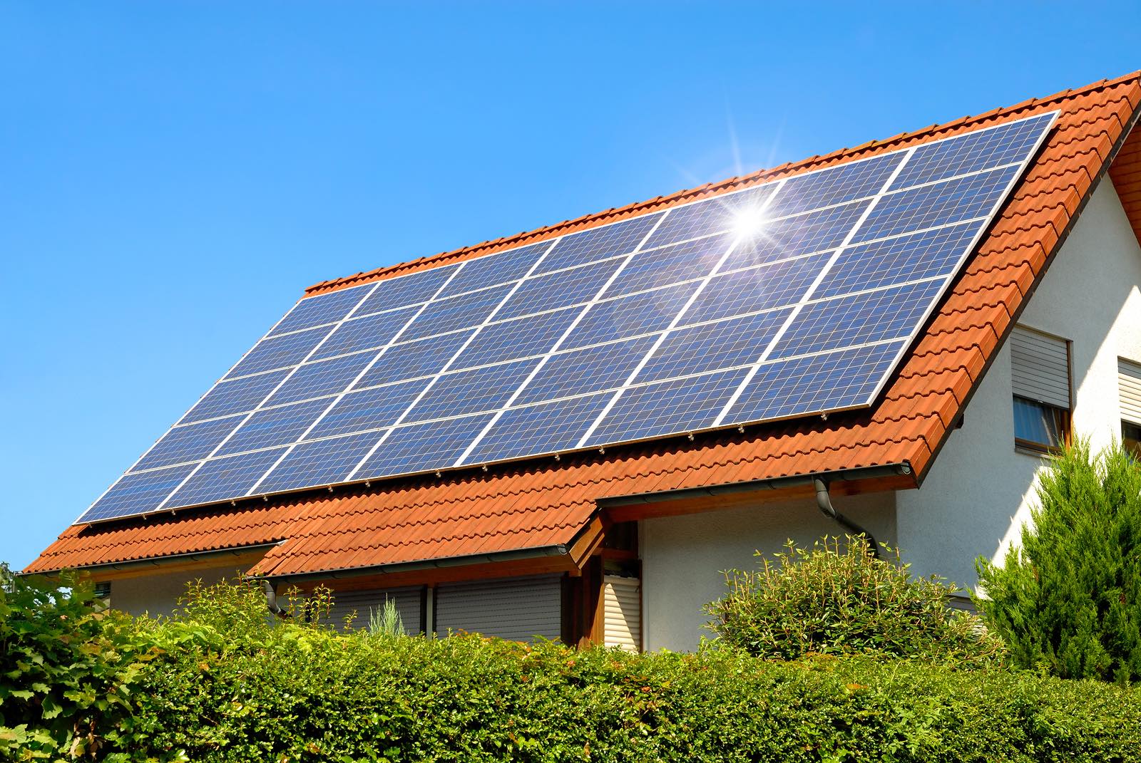 Solar Panel On A Red Roof