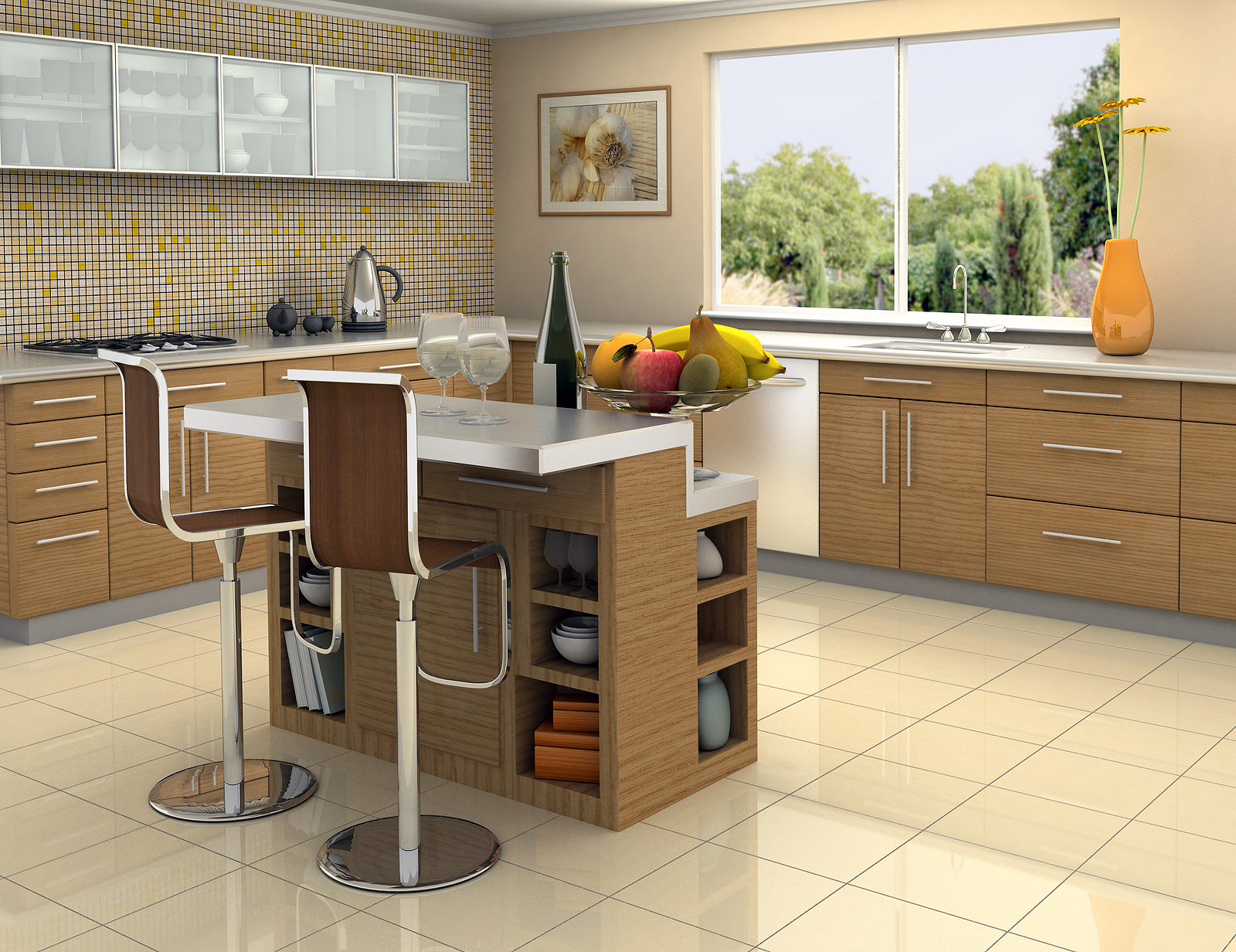 Wood And Stainless Steel Kitchen