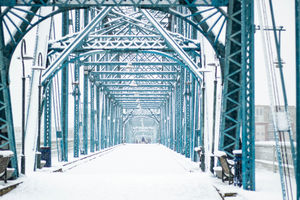 White,Snow,In,Chattanooga,At,Walnut,St,Bridge