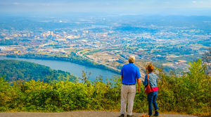 Older,Couple,Enjoying,View,Of,City,Of,Chattanooga,And,Chattanooga
