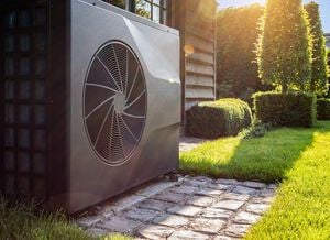 Air,Heat,Pump,Near,Pool,House,Outdoors.