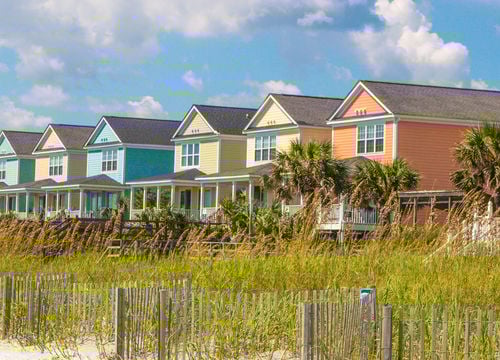 Colorful Beach Houses in Surfside Beach, South Carolina