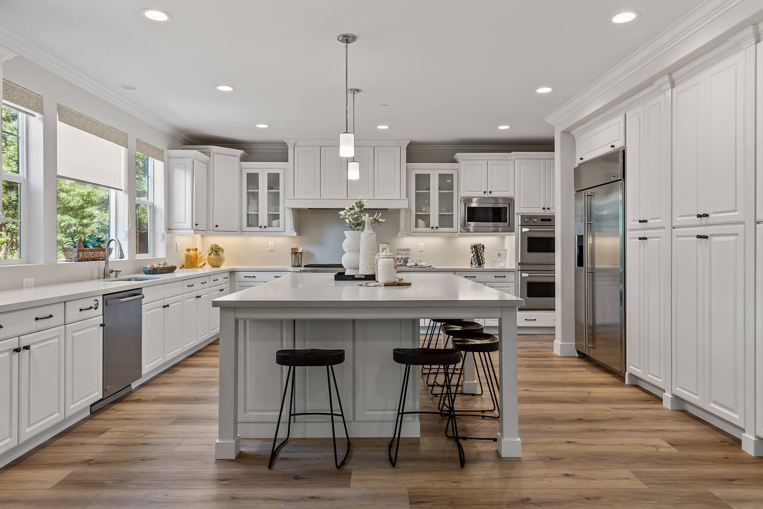 Spacious White Kitchen with Center Island