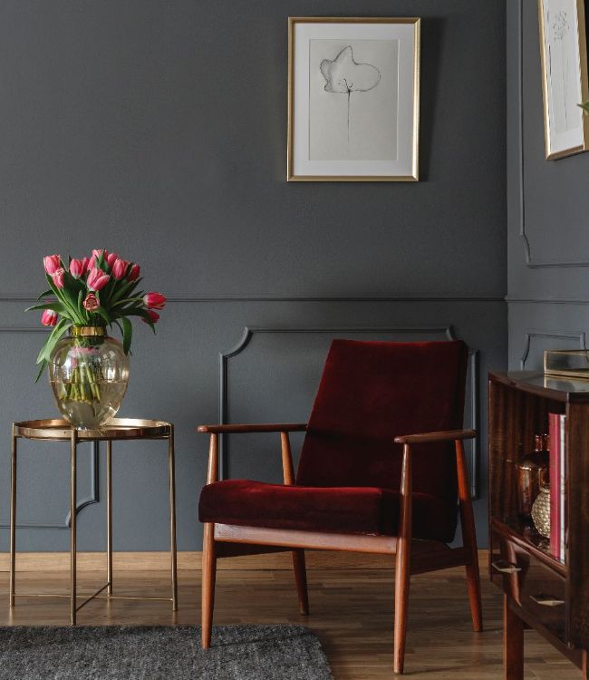 Two burgundy armchairs