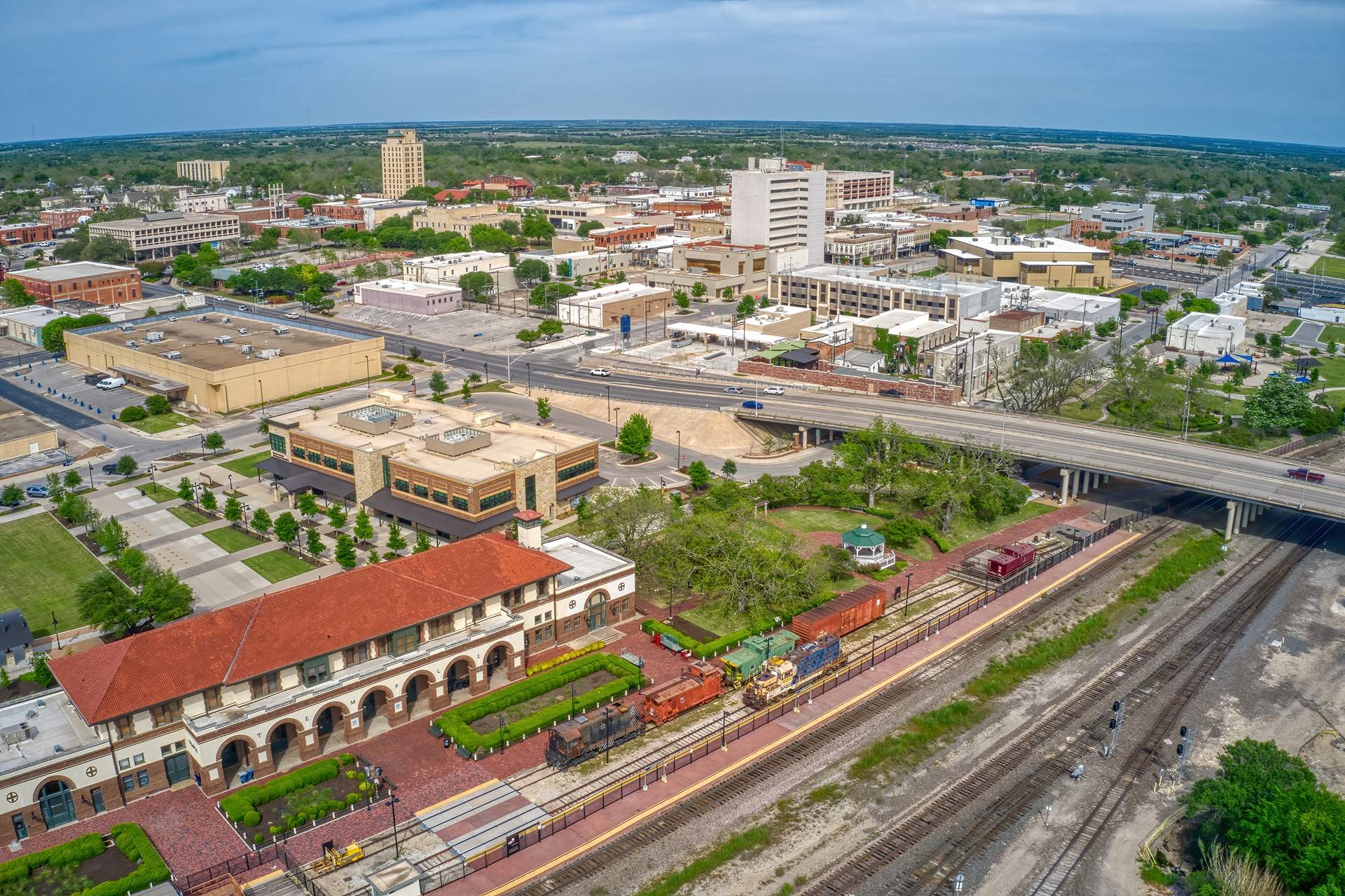 Aerial view of Temple, Texas during Spring