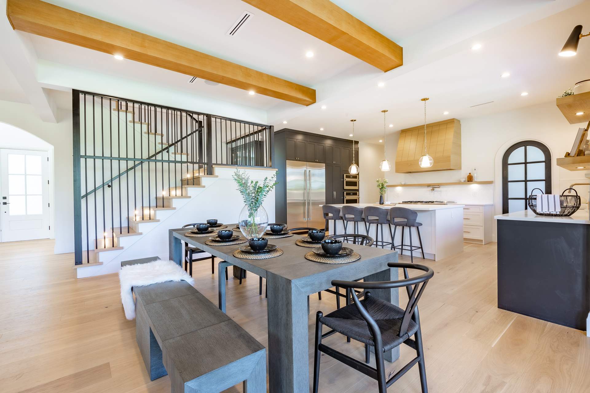 Interior modern and contemporary kitchen with farmhouse style and ocean view