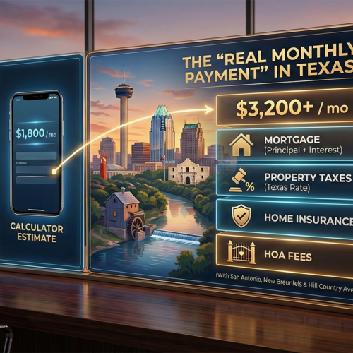 Real Monthly Payment in Texas: Mortgage + Taxes + Insurance + HOA (San Antonio, New Braunfels & Hill Country Examples)