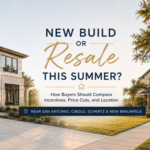 New Build or Resale This Summer? How Buyers Should Compare Incentives, Price Cuts, and Location Near San Antonio, Cibolo, Schertz, and New Braunfels