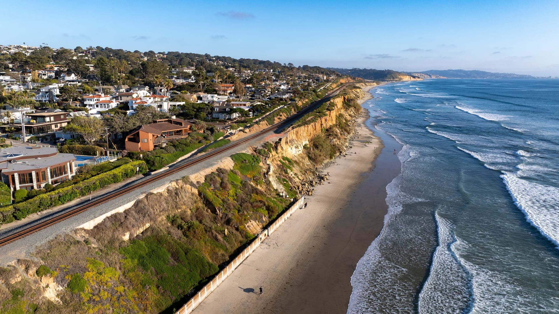 Aerial view of San Diego California coastline at Del Mar