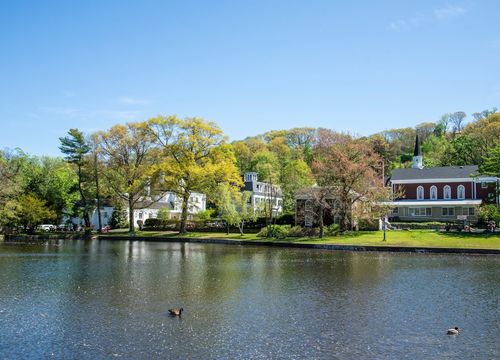 A view of waterfront houses