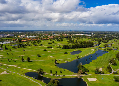 Aerial photo of golf course landscape