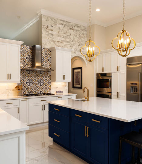 Beautiful luxury home kitchen with white cabinets.1.1