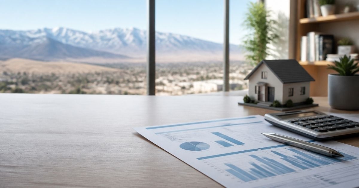 Calculator and mortgage paperwork comparing a price cut and a rate buydown for a Reno home