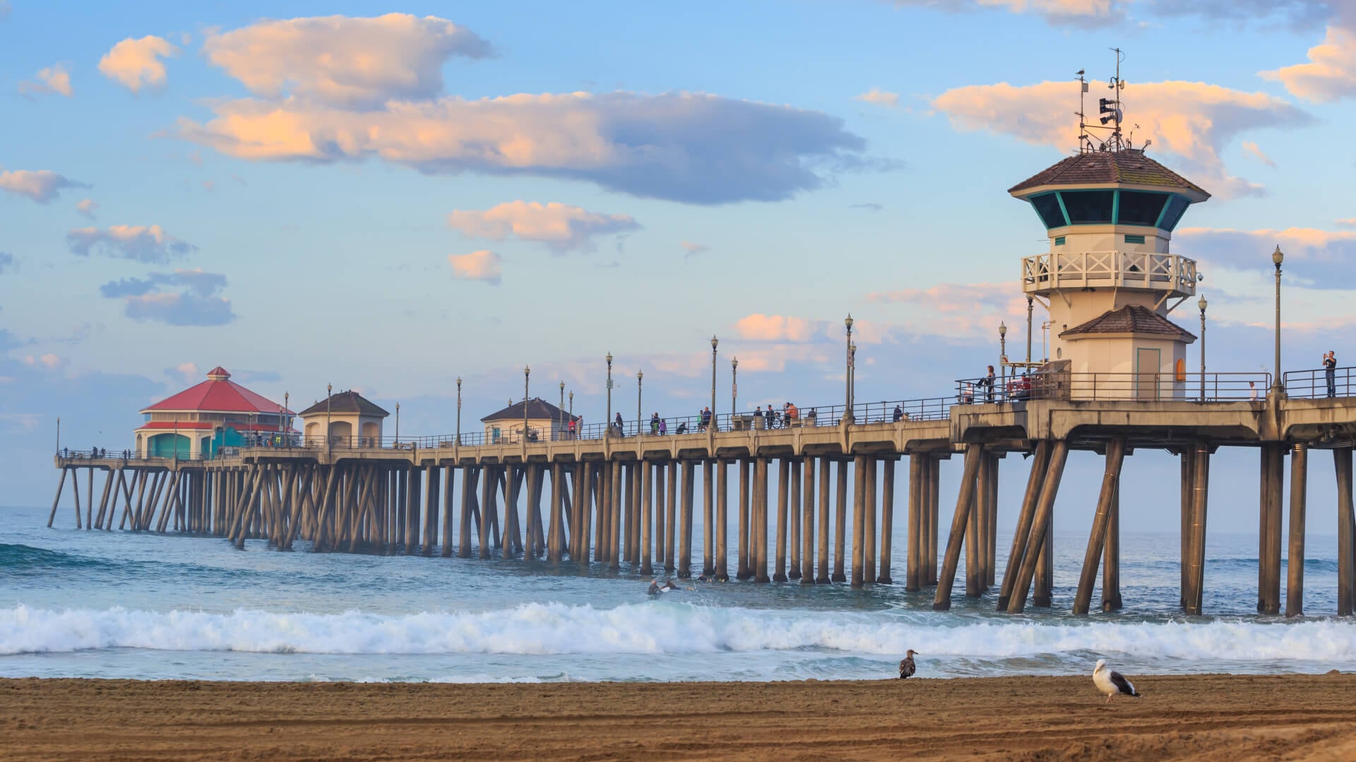 The Huntington Beach pier at sunrise, CA