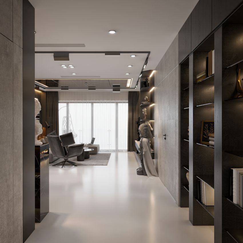 modern elegant living room, 3d render