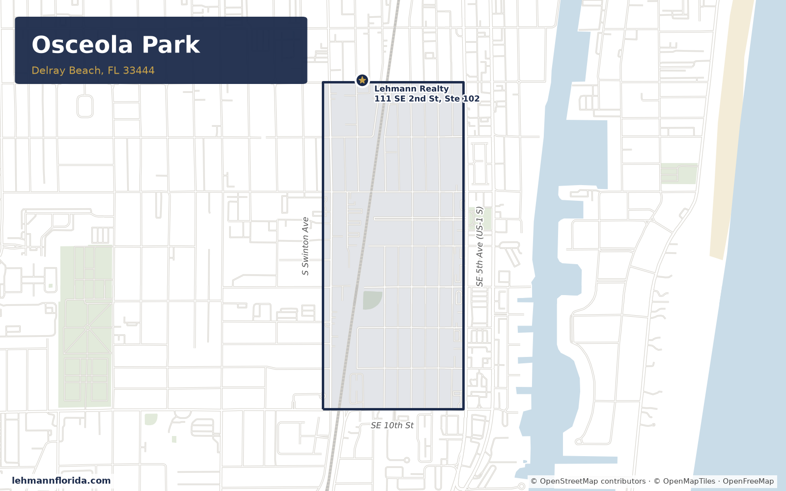 Map of Osceola Park, Delray Beach FL neighborhood boundaries