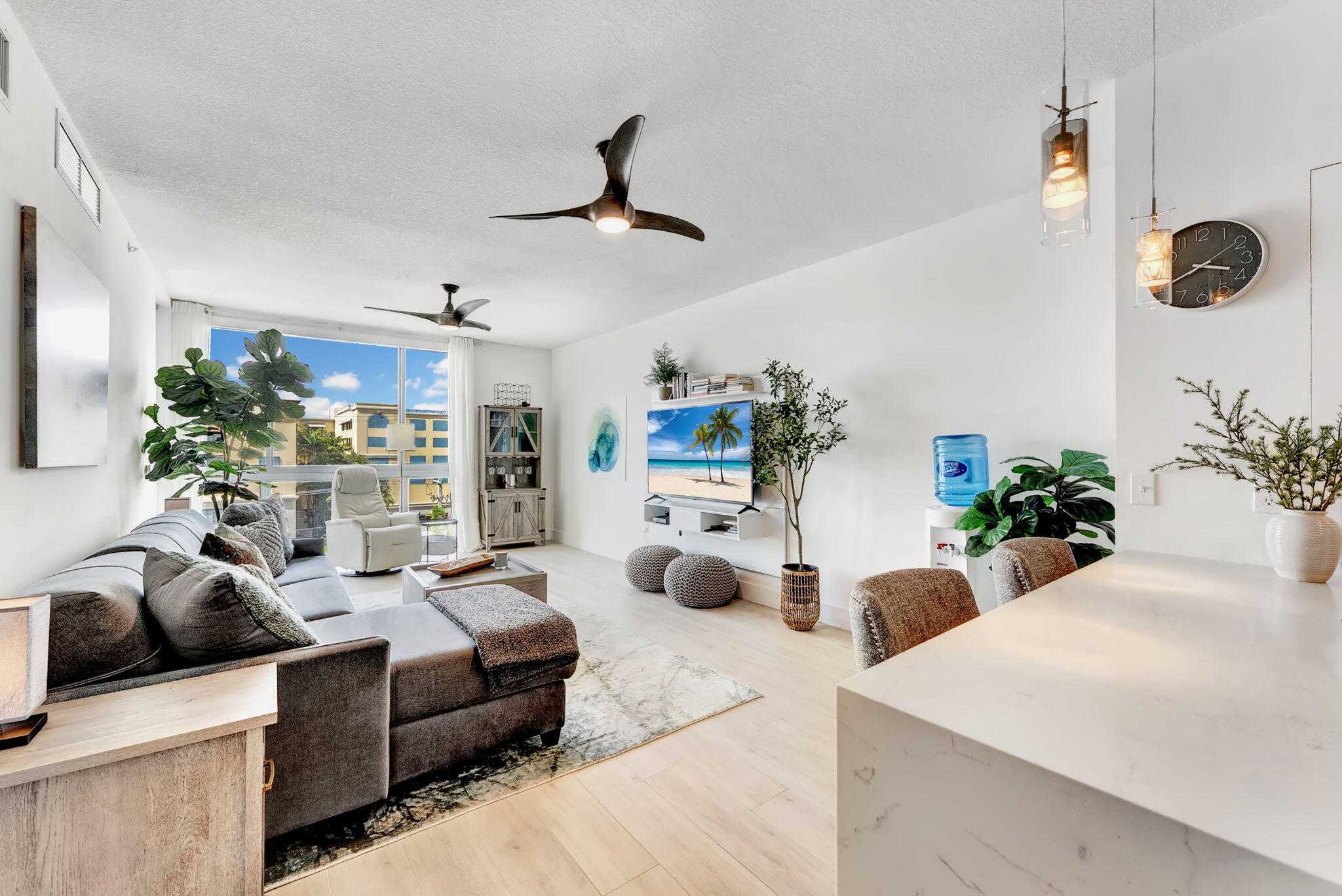 Living room at 111 First Delray Unit 517, Delray Beach