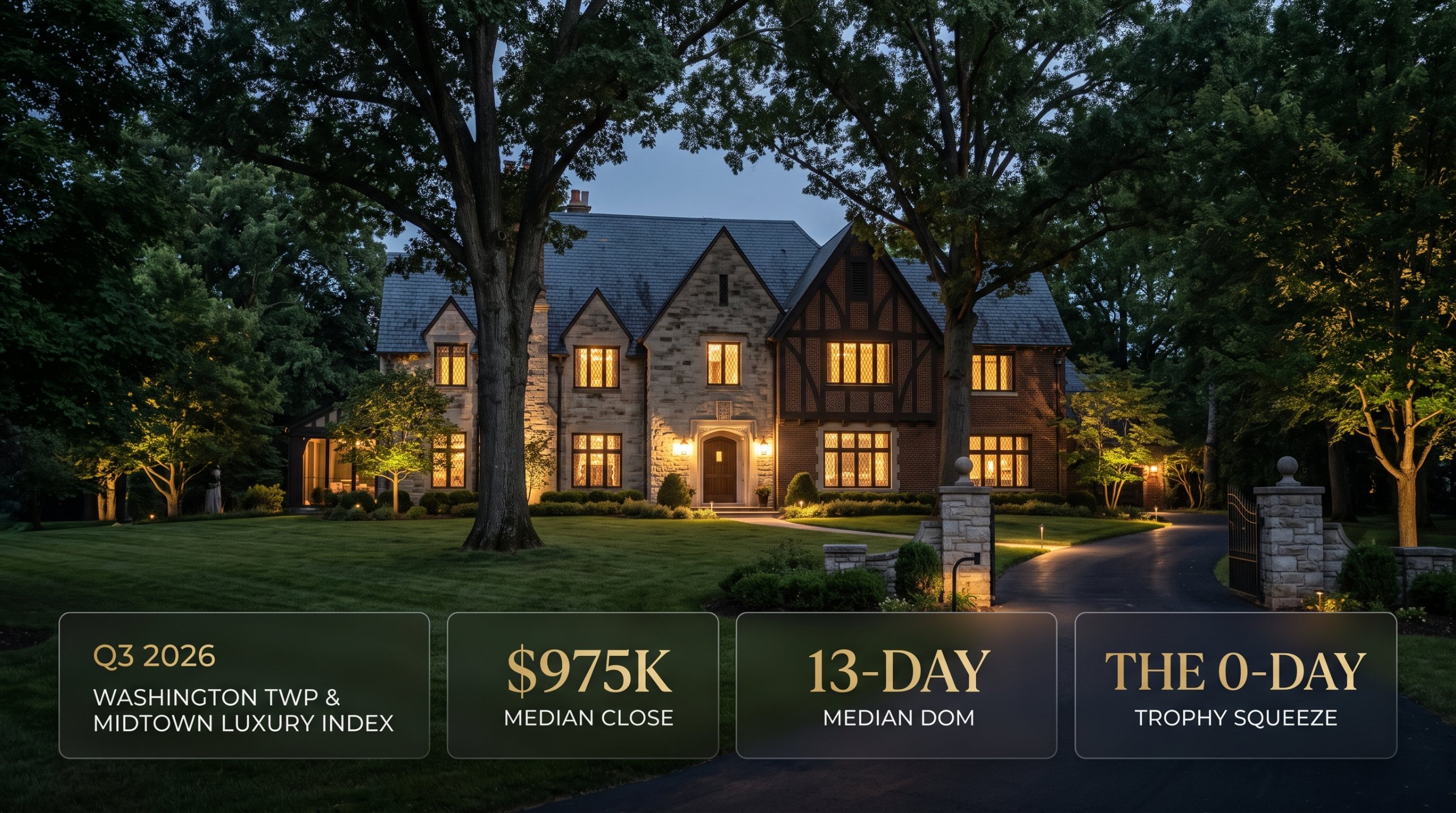 Washington Township & Meridian Hills Indianapolis $725k+ Luxury Real Estate Market Index Q3 2026 BLC Analysis Graphic showing $975K Median Close