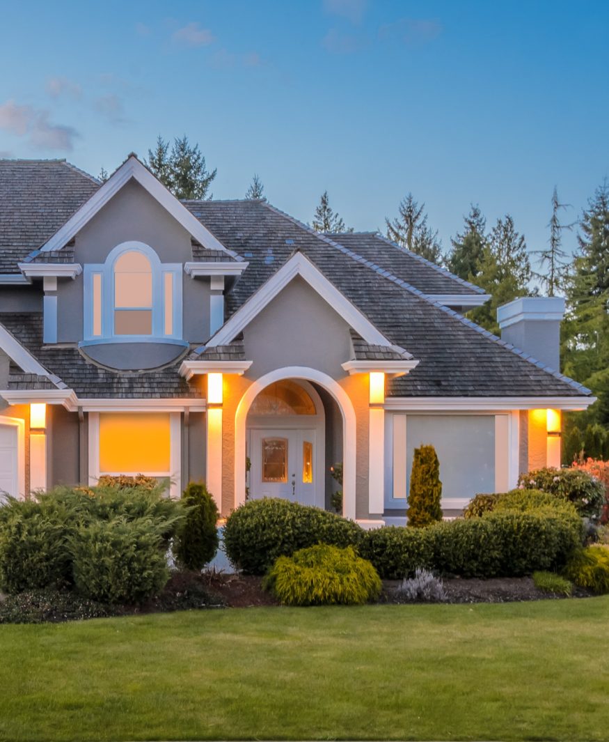 Luxury house at night in Vancouver, Canada.