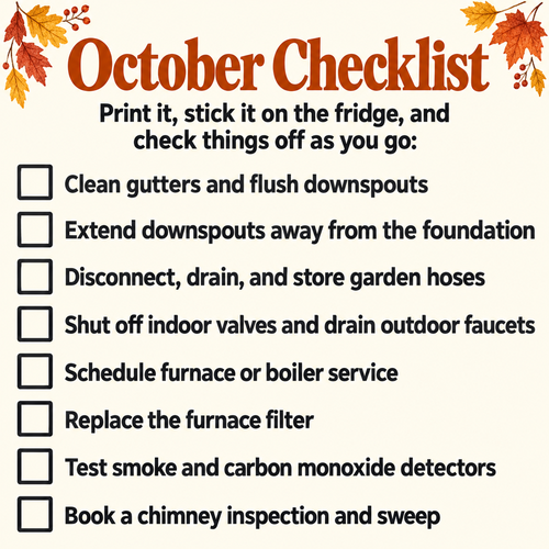 October Home Checklist Before the First New England Freeze