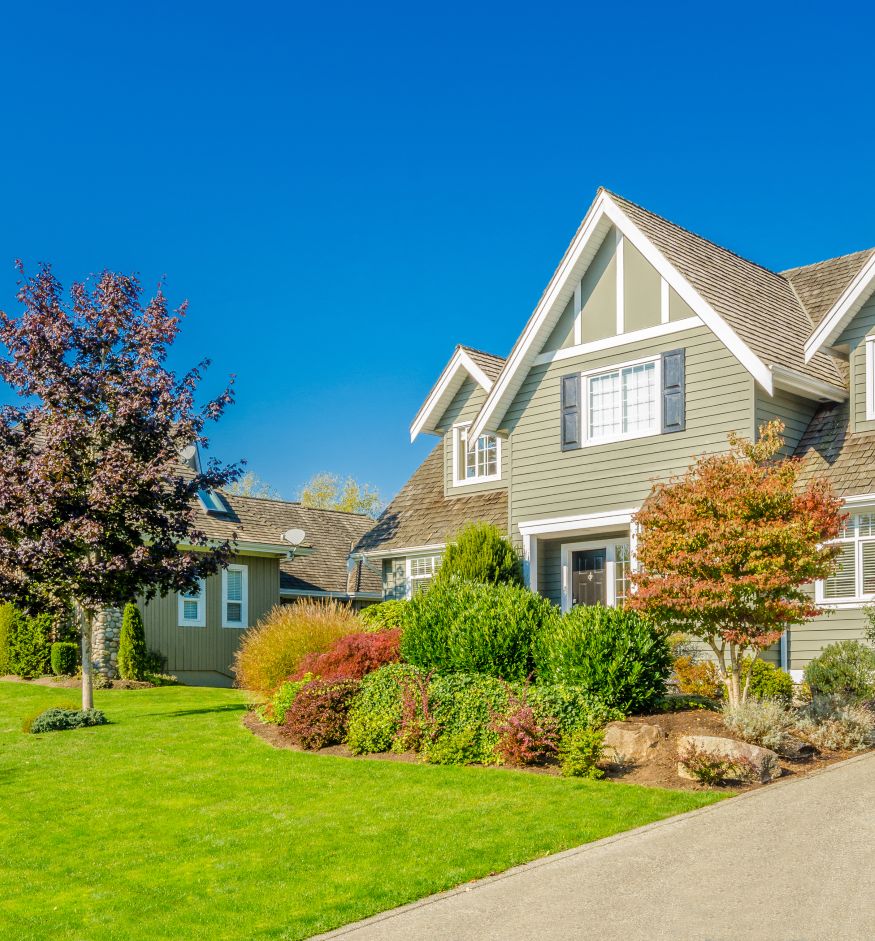 Luxury house at sunny day in Vancouver, Canada. vertical