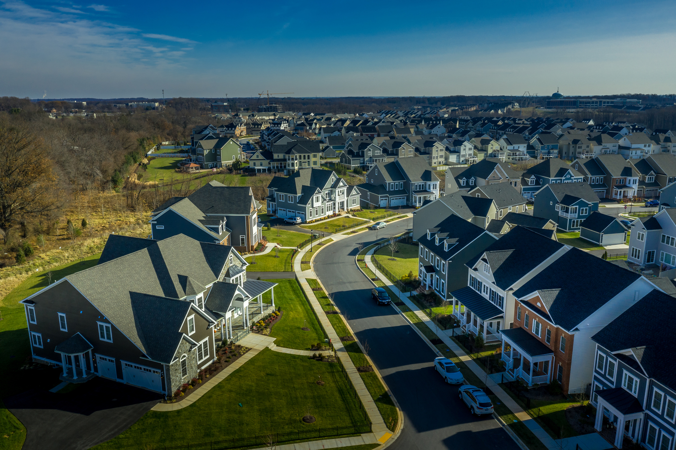 Aerial,View,Of,Typical,American,Colonial,Single,Family,Luxury,Home