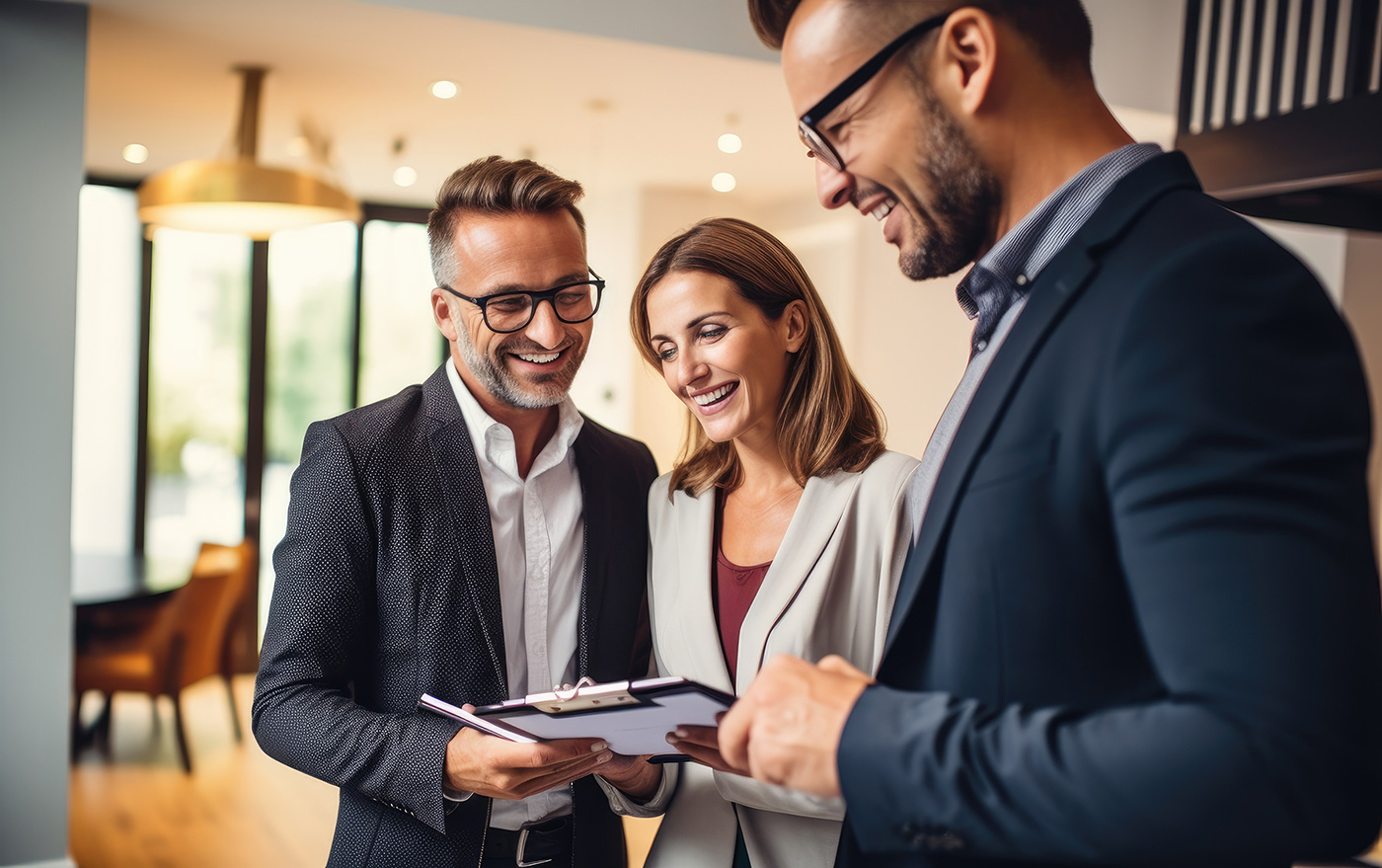 Smiling-Agent-and-Couple-Standing-in-House-2400px