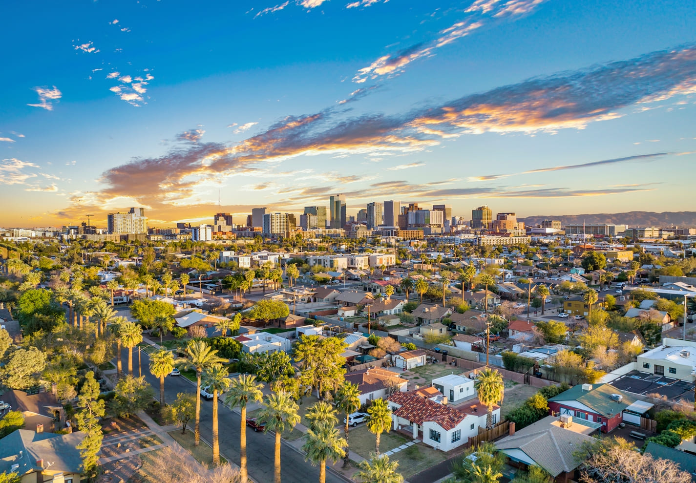 Phoenix, Arizona, USA Downtown Drone Skyline Aerial (1)