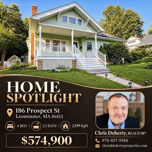For Sale in Leominster: 186 Prospect St, a 1920 Character Home With a Front Porch Made for Evenings