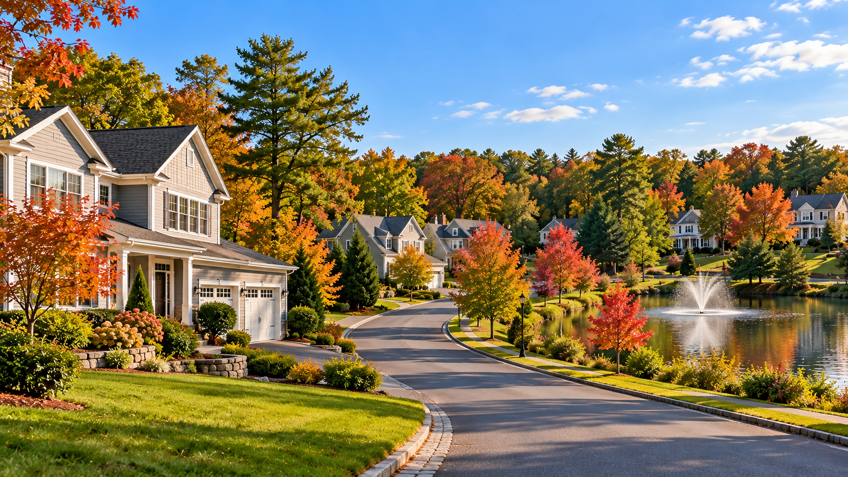 Autumn Neighborhood Pond Retreat