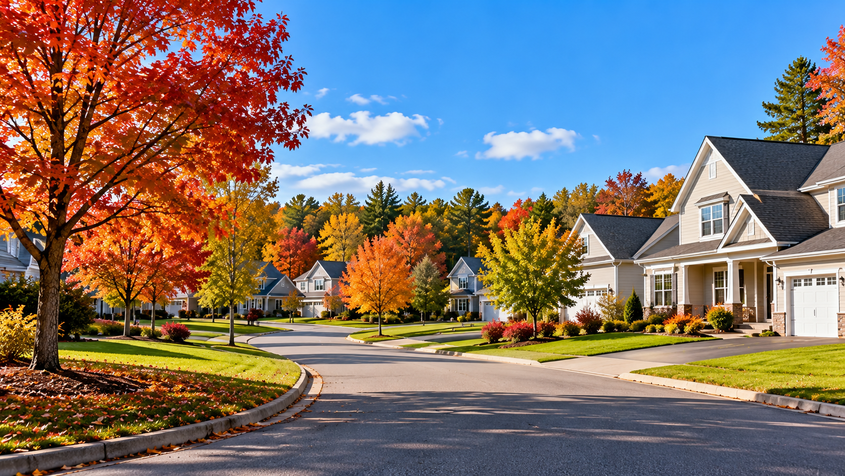 Autumn Suburban Street in Daylight