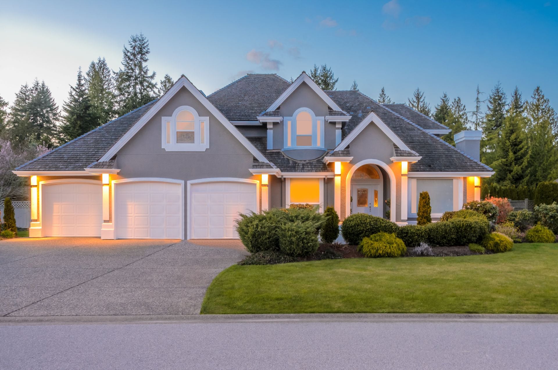 Luxury house at night in Vancouver, Canada.