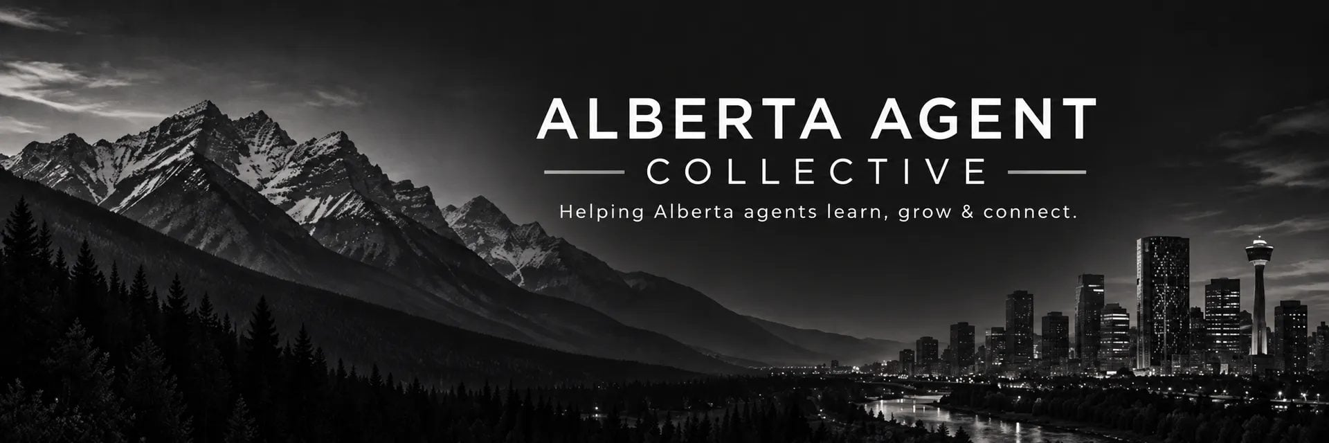 Alberta Agent Collective graphic of the Calgary skyline and Rocky Mountains