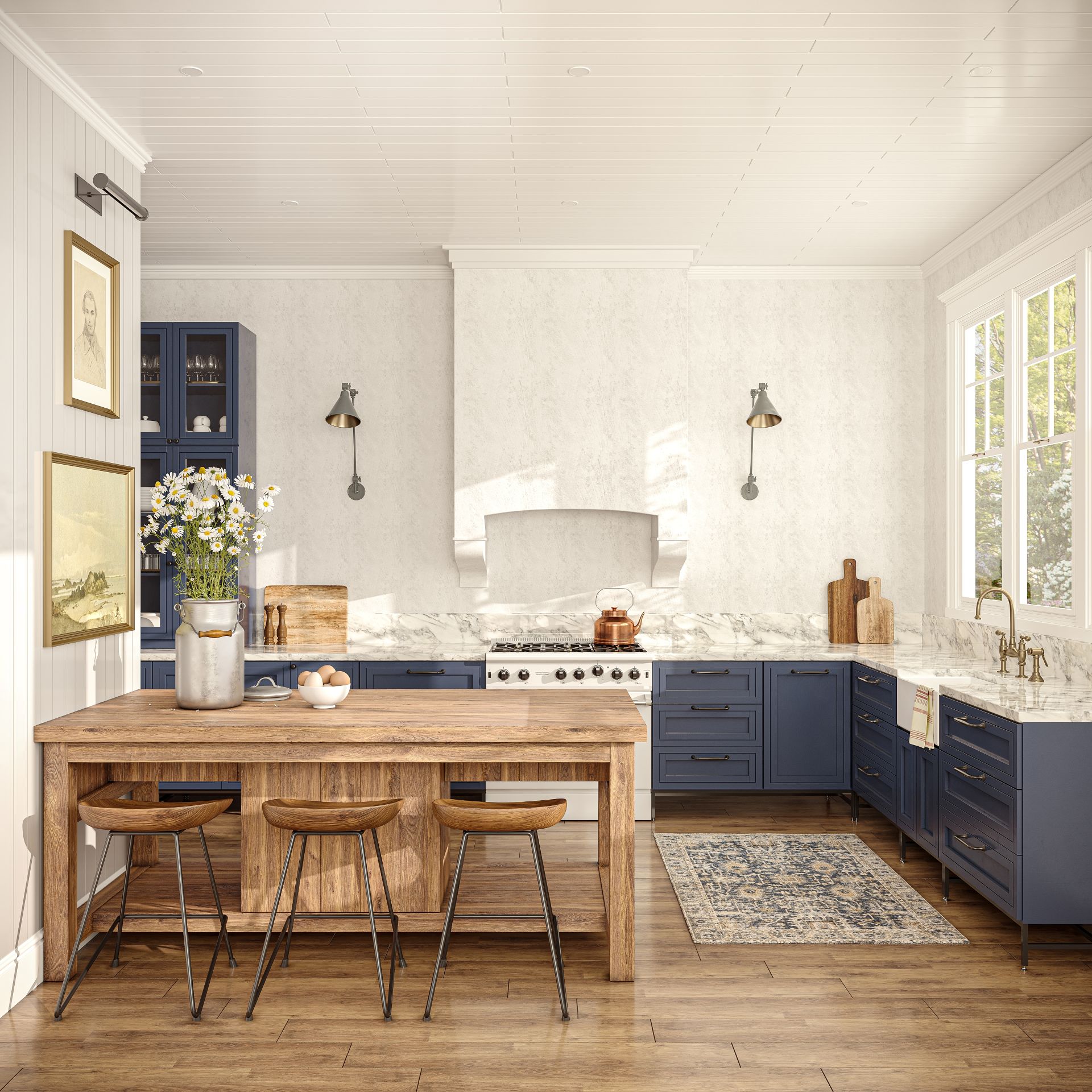 Interior of a classic kitchen. 3D illustration