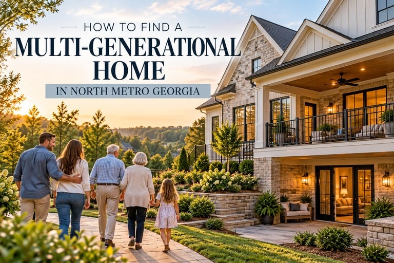 Three generations of a family walking toward a home with a walkout basement suite