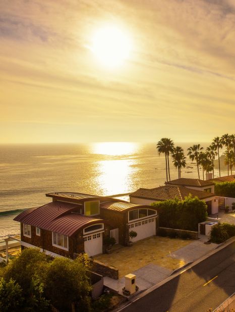 Luxury oceanfront homes of Malibu beach near Los Angeles, California