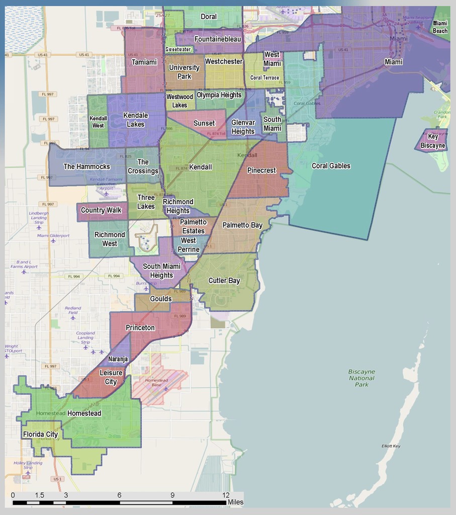 Miami-Dade neighborhoods micro-market map — Miami neighborhoods — Labrada Realty