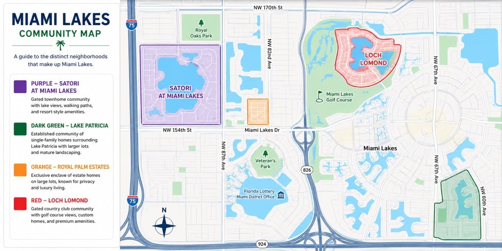 Miami-Dade Miami Lakes real estate sub-areas map - homes for sale in miami lakes - Labrada Realty