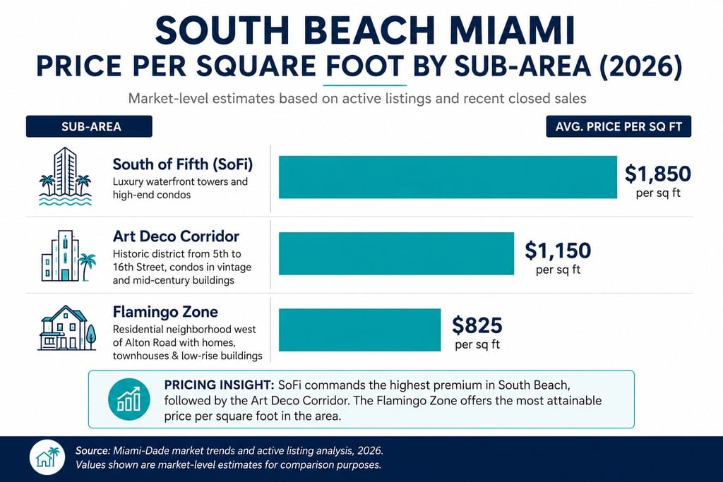 homes for sale south beach miami price per square foot by sub-area chart, Labrada Realty