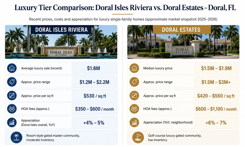 1Doral estates homes for sale price tiers chart, Miami real estate, Labrada Realty
