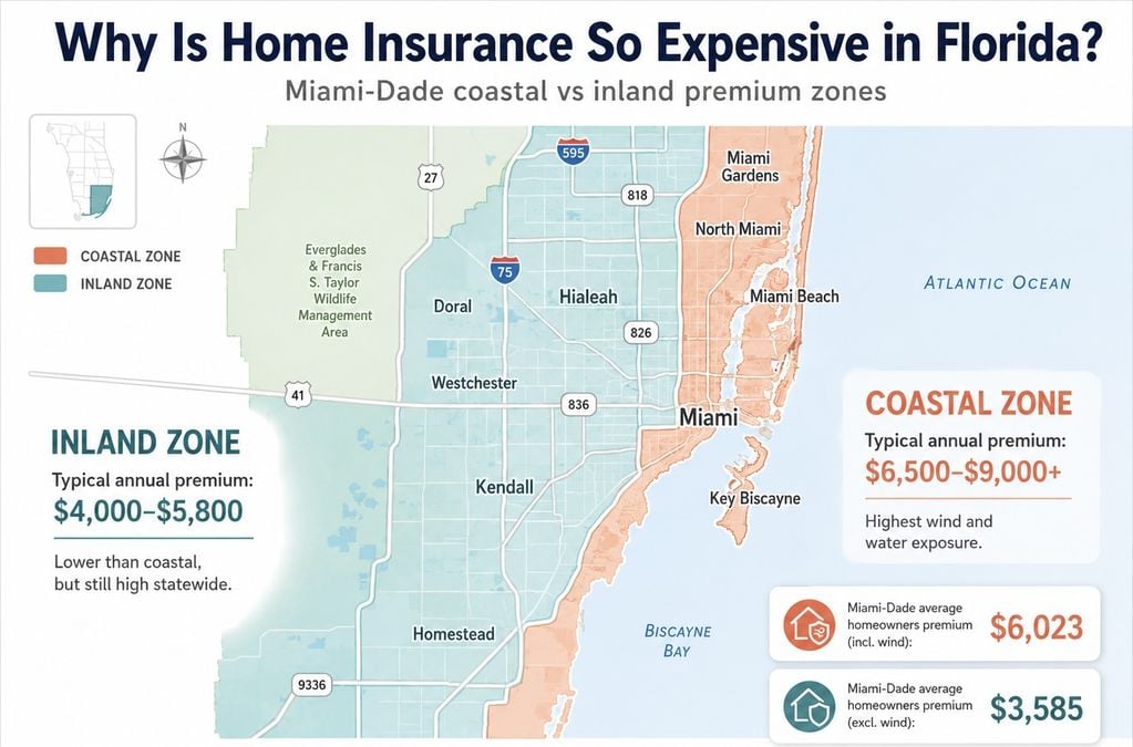 Why is home insurance so expensive in Florida map, Miami-Dade zones, Labrada Realty