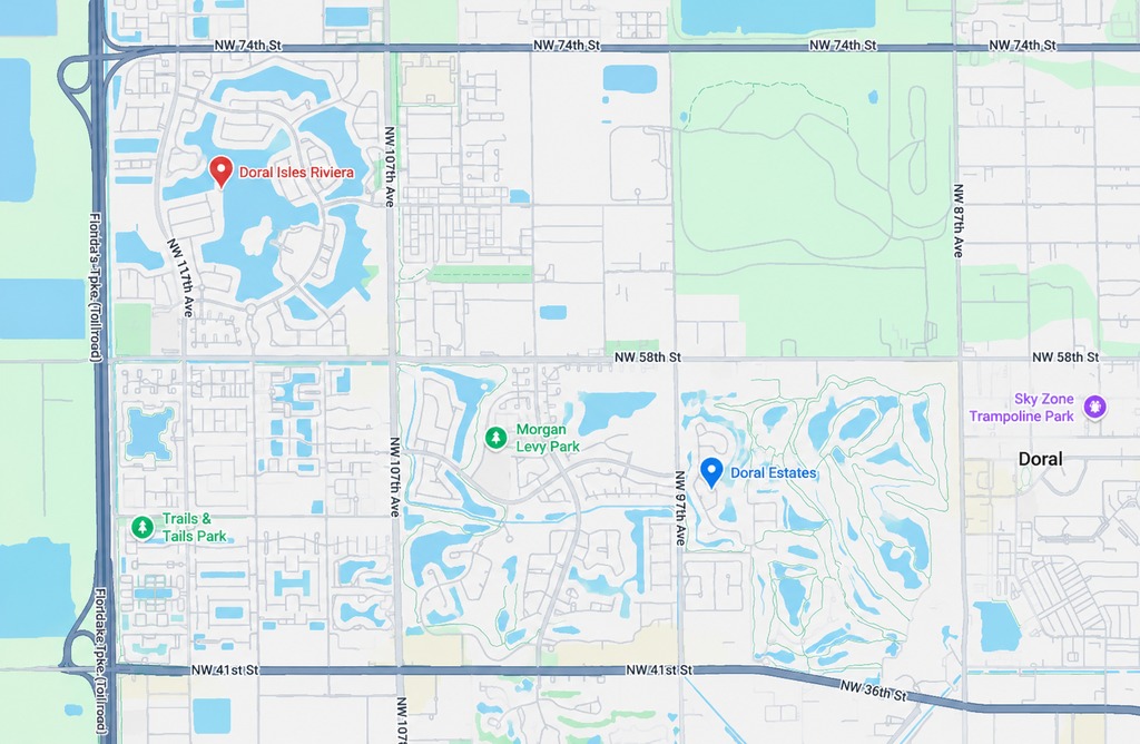 Doral Isles Riviera and Doral Estates map, Doral real estate, Labrada Realty
