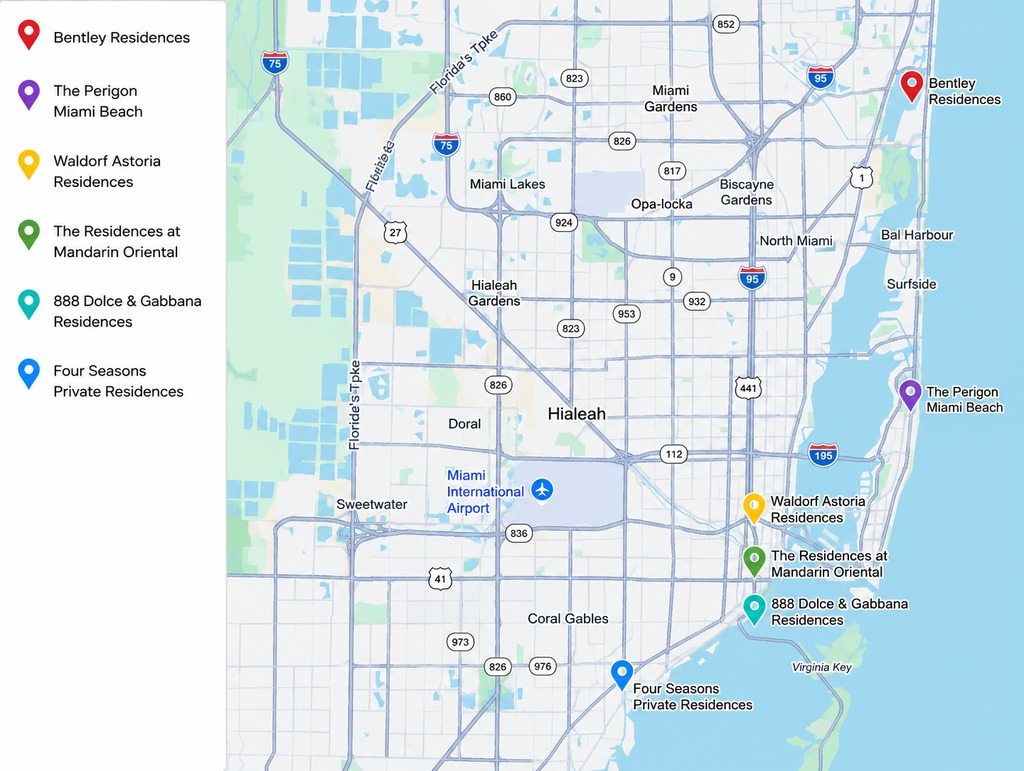 Miami-Dade pre-construction condo map, new condos in Miami, Labrada Realty