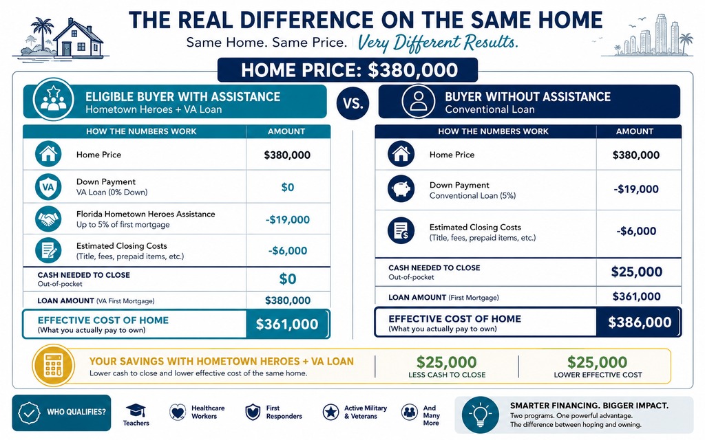 Florida Hometown Heroes program savings chart, Miami real estate, Labrada Realty