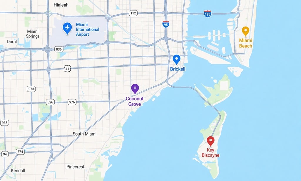 Key biscayne real estate lifestyle comparison map, Labrada Realty