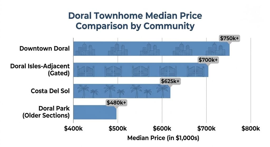 Doral fl townhomes for sale price comparison chart, Miami real estate, Labrada Realty