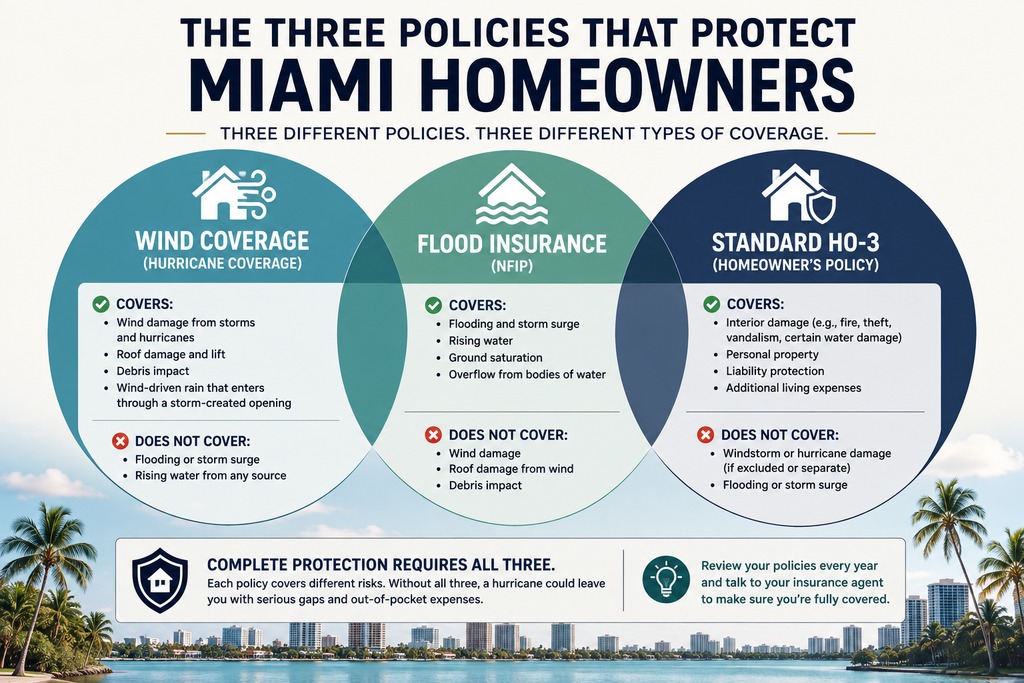 Hurricane insurance Miami coverage breakdown chart : three policies that protect Miami homeowners